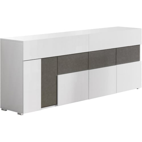 Luxuria Buffet in High Gloss White & Grey Eco Leather